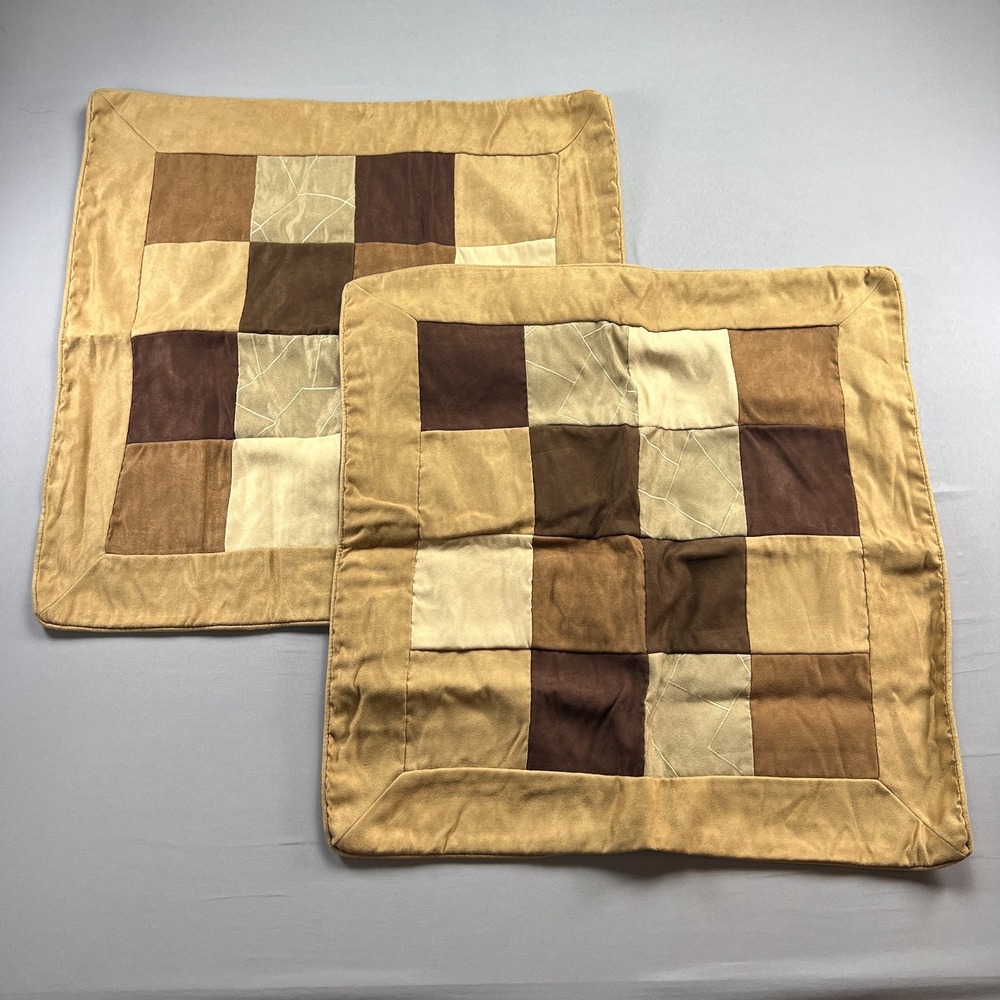 Set Of 2 Ashley Furniture Euro Square Pillow Shams Multi Patchwork (26" X 26")